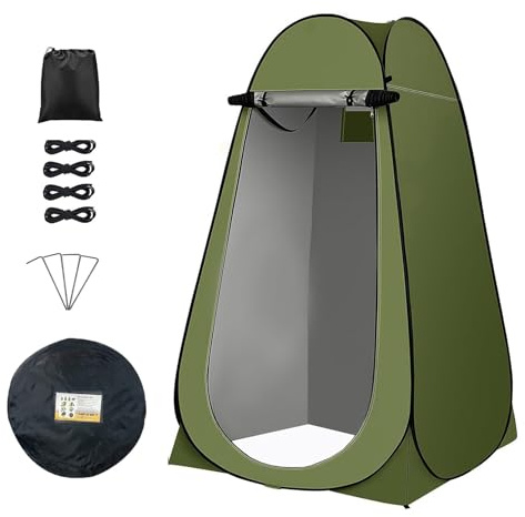 Tienda de campaña desplegable para inodoro, refugio portátil de privacidad para exteriores, impermeable, con inodoro plegable y bolsa de basura, adecuado para camping, senderismo, pesca, playas y