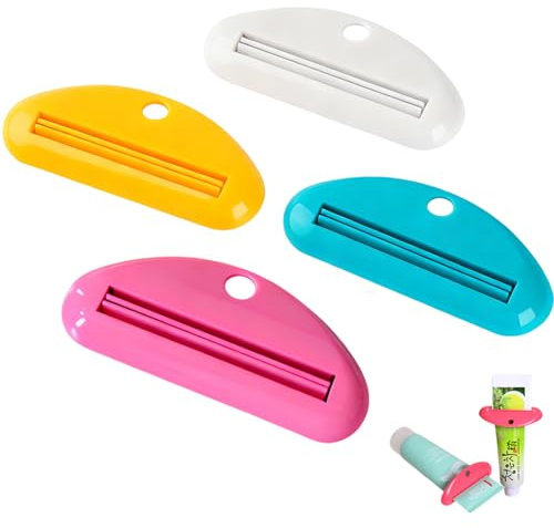 YUVKIN 4 unidades Práctico exprimidor de tubos Clips para pasta de dientes, crema de manos y leche limpiadora