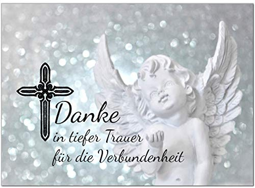 Einladungskarten Manufaktur Hamburg Trauer Danksagungskarten mit Umschlag | Motiv: Engel mit Text, 10 Stück | Dankeskarten Din A6 Set | Trauerkarten Danksagung Danke sagen
