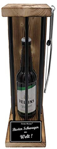 Weihnachten Geschenk für Schwager Geschenkidee Veltins Pilsener Eiserne Reserve Black Edition incl. Notsäge Text s/w Bester Schwager der Welt Bier (1 x 0.5 l)