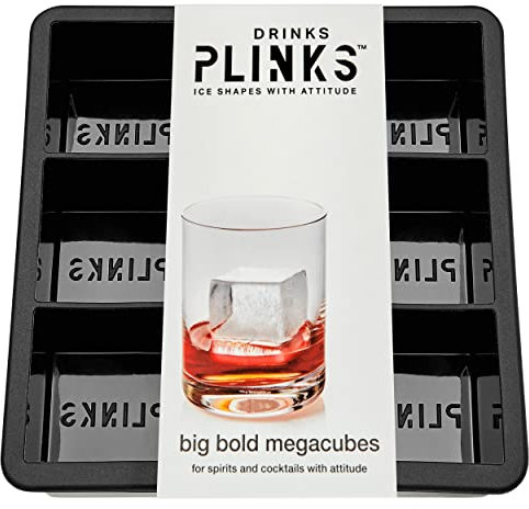 DRINKSPLINKS Silicone Megacube Shaped Ice Molds Slow Melting Ice Blocks for Whiskey Bourbon Spirits I Big Ice Cubes I Large Ice Cube Tray for Freezer | Square Baking Candle Making Mould, Black