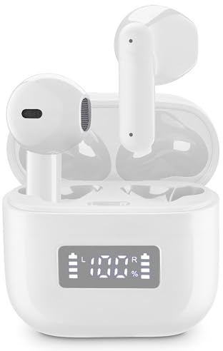 Cellularline Tone TWS Bluetooth Écouteurs à Capsule avec ENC (Environnement Noise Cancelling), 4 Microphones, écran LED, Total Play Time 20 Heures, Blanc