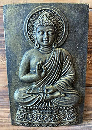 STONE GARDEN GOLD BRONZED BUDDHA ORIENTAL WALL PLAQUE HANGING GIFT ORNAMENT