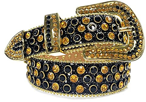 Western-Nietengürtel Cinturones Para Mujer Cowgirl Cowboy Bling Luxus Gurt Gürtel Strass Gürtel für Damen Herren Jeans Schwarz Gold 117 cm