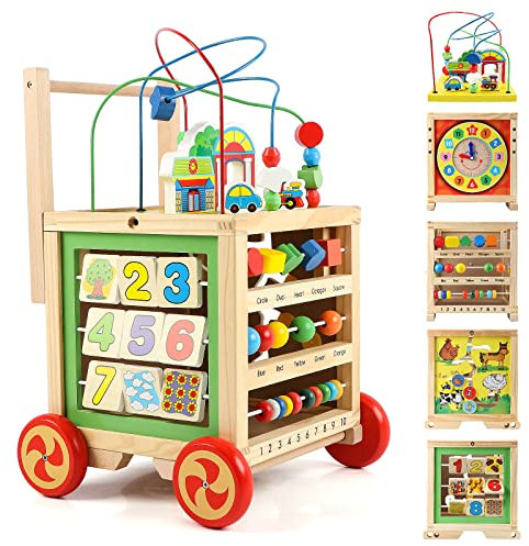 KABENFIS 6 in 1 Großer Aktivitätswürfel aus Holz für Jungen und Mädchen