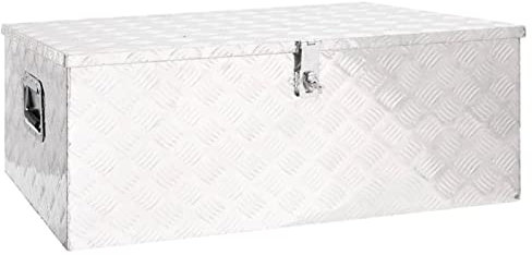Aufbewahrungsbox, BULANED Abschließbare Box, Alu Box, Metal Box, Transportkiste, Werkzeugbox, Metallkiste, Alukiste, Silbern 100x55x37 cm Aluminium