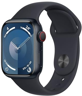 Apple Watch Series 9 [GPS + Cellular, 41mm] Caja de Aluminio Medianoche con Banda Deportiva Medianoche, S/M (Reacondicionado)