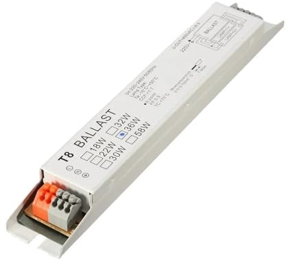RTRCAGAKM Balastos electrónicos for lámparas Fluorescentes T8/T5 de Amplio Voltaje de 220-240 V CA, 2 x 18 W, 2 x 30 W, 2 x 36 W y 2 x 58 W(T5 1x28W)