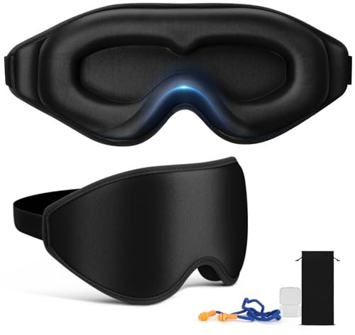 NEUTYPECHIC Schlafmaske für Herren Frauen, 3D Total Licht blockierende Augenmaske, Bequem Schlafbrille Verstellbar Gummiband, Schlafmasken für Reisen, Nickerchen, mit Reisebeutel und Ohrstöpseln
