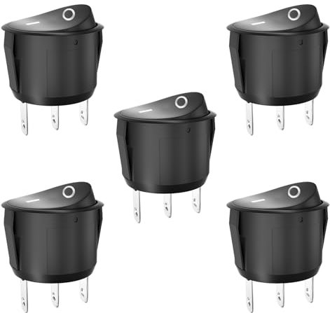 SCOOYUCK 5 Stücke Wippschalter Rund, SPDT 23mm 3 Polig ON/ON 12V 24V 125V 250V Kippschalter, für Auto Boot Haushaltsgeräte