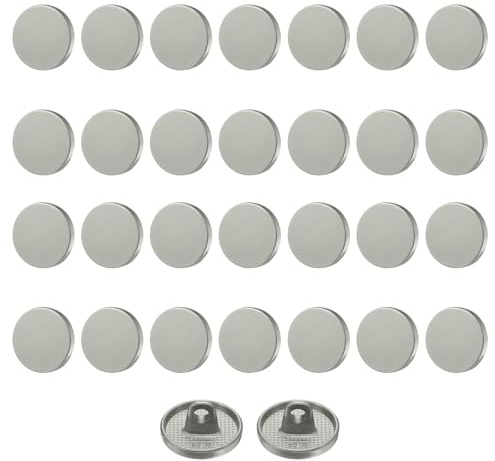 QUARKZMAN 30 stycken platta metallknoppar set, 12 mm glänsande yta runda öglor, pysselknappar, ersättningsknappar för gör-det-själv män kvinnor kostym ullrock skjorta byxor, grå