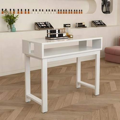 LAITEGOG Table de Manucure Professionnelle, Table À Ongles, 31IN, Blanc, Modern, Salon de Beauté