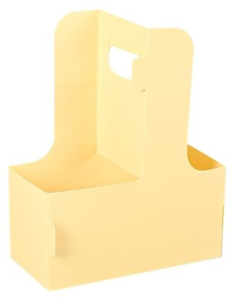 Taza de café desechable, bandeja de doble asa para llevar, soporte de bebidas de papel kraft para café, té, té Qmv466 (amarillo, talla única)