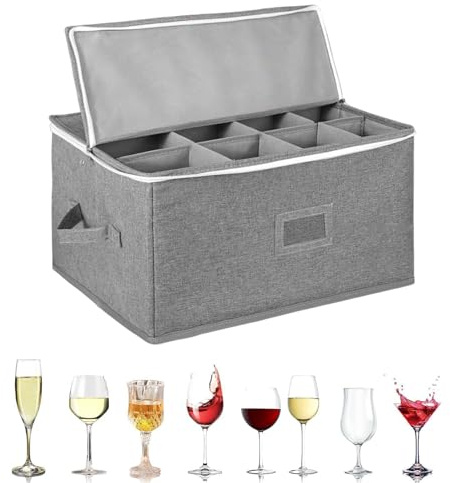 Wine Glass Storage, Glassware Organizer with Dividers, Cup Storage Holder, Durable Fine China Rack Containers, Ideal for Moving, Family, Friends, Home Use 813.24 Inches