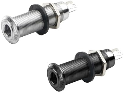 2 Stück 6,35 mm Stereo Klinkenbuchse,vernickelte Audiobuchse,Gitarren Mono Klinkenbuchse,Gitarrenbuchse Stereo,Gitarrenbuchse,E-Gitarre Bass Stereo Klinkenbuchse,Stereo KlinkenbuchseGitarrenzubehör