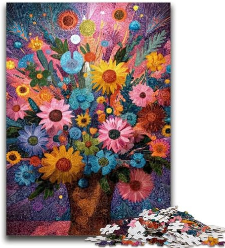 Puzzle 1000 pièces pour Adolescents et Adultes, Peinture de Fleurs dans Un Vase, Puzzle 1000 pièces, Passe-Temps de Vacances avec pièces de Formes aléatoires entièrement emboîtables (26x38cm)