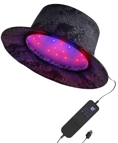 iKeener Rote Licht Kappe für Haarwachstum, 120 LEDs 3 Wellenlängen Haarpflege Fischerhut für Frauen und Männer, Einstecken & 5 Helligkeitsstufen, 5-30 Min Automatische Abschaltung