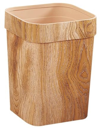 Milisten Poubelle Carrée 12l en Plastique Imitation Bois Naturel, Poubelle de Rangement Multifonction pour Salon, la Cuisine et Bureau, Corbeille à Papier Design Original, Seau à Ordures