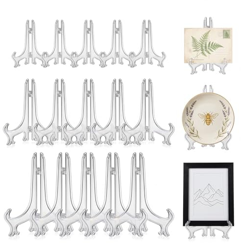 15 supporti per piatti da esposizione, in plastica acrilica, cavalletti, supporti per piatti pieghevoli per foto, foto, tavoli, matrimoni, decorazioni per la casa (3/5/7 pollici)
