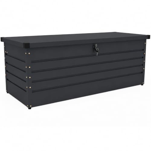 Koll Living Gartenbox Torix | 300/600 Liter | pulverbeschichtetes Metall, Anthrazit | mit Gasdruckfeder | UV- und witterungsbeständig (600 Liter)
