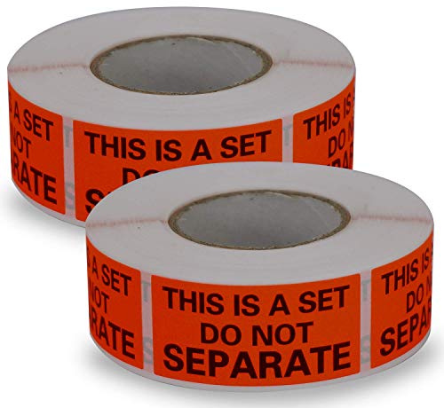 BETCKEY - Autocollants pour Emballage 25mm x 50mm, THIS IS A SET, DO NOT SEPARATE, 1000 Autocollants Rouges d'Avertissement d'Emballage, Séparation Interdite - 2 Rouleaux