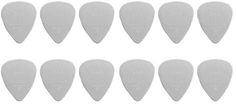 D-Grip Plektrum – Janicek Nylonpicks – Standard 351-Form – 0,38 mm Weiß – 12er Pack – mit rutschfester Struktur-Oberfläche – hergestellt in Tschechien