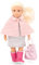 Lori 45714 Puppe Elizabeth, 15cm, Lange Blonde Haare, Blaue Augen, ab 3 Jahren, Stehpuppe, beweglich, weicher Körper, Cape, Stiefel pink, Wollkleid, mehrfarbig