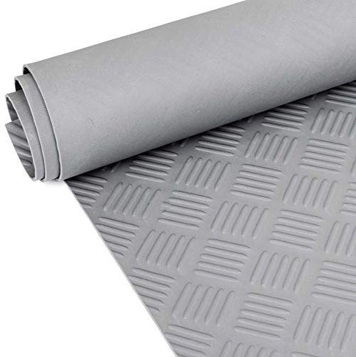 Gummimatte Riffelmatte Meterware 3mm Riffelblech Gummiläufer Riffelblechmatte als Werkstattboden, Bodenbelag, Werkbank Auflage, Gummi Matte für Anhänger, Garage Grau 200 x 100cm