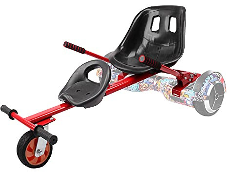 TGHY Hoverboard Sitz Hoverkart Doppelsitz Verstellbarer Rahmen Verwandeln Sie Ihren Selbstausgleichenden Scooter in Go-Kart Passen Auf 6,5 8 und 10 Machen Das Fahren Spaß und Sicher,Rot,PU