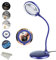 Delixike Lampe loupe rechargeable à intensité variable 5x - Mains libres avec lumière et support 28 LED Pour personnes âgées, faible vision, loisirs, travaux manuels, Bleu, 16*17*22cm, (DLXK-3)