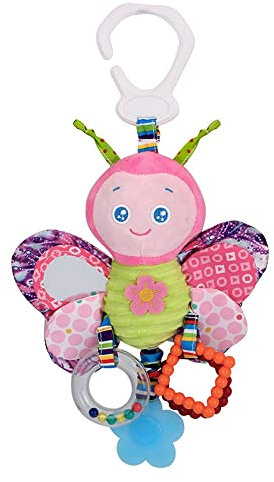 ECCHY Baby Spielzeug, Kleinkindspielzeug Plüschrassel mit Ringen zum Beißen, Greifen Knistern und Babysicherem Spiegel, Baby Krippe Kinderwagen Hängen Spielzeug für Babys Kleinkinder