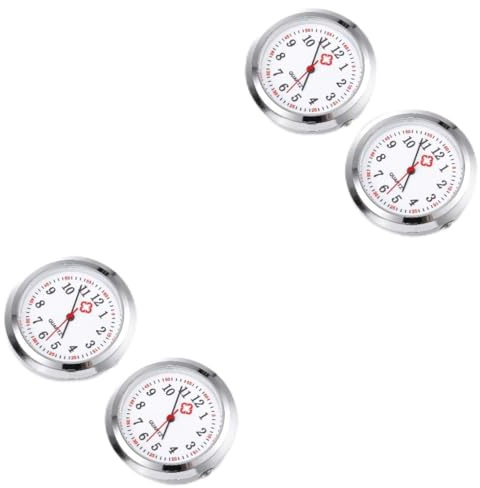 Mikikit 4 StüCk Kreative Quarz Taschenuhr Zifferblatt Praktische Krankenschwesteruhr DIY ZubehöR, Silber, 3x3x1cm, FüR Pflegepersonal Und ÄRzte