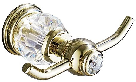 Multifunktionaler Haken Kleiderhaken aus Messing, Kleiderbügel, Handtuchhaken, polnisches Finish, Badezimmer-Set, Europa, Antik-Gold-Kristall-Kleiderhaken(Yellow)