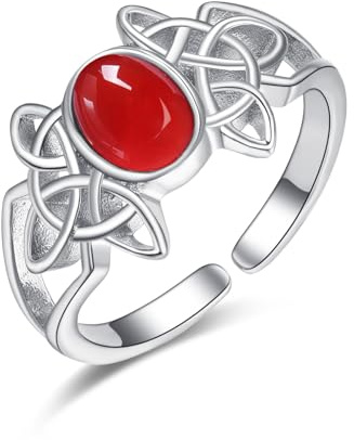 KINGWHYTE Keltischer Ring Sterling Silber Edelstein Ring Verstellbarer Offener Ring Keltischer Schmuck Geschenke für Frauen Frau Freundin Schwester Freunde