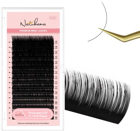 Natuhana Extension Ciglia Classico Singole One to One Lashes 0.03-0.20mm B C CC D J Curl 8-15mm Naturali Individuale Finte Ciglia Volume Russo Professionale Eyelash Extensions