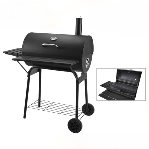 Elite Grill mit Kamin und 2 Ablagen, 112 x 78,3 x 133 cm, Schwarz