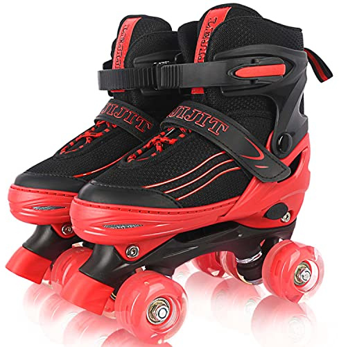 Pattini a rotelle per bambini bambina, ragazze e ragazzi, Rollerblade per uso interno ed esterno (Black red, L (36-40 EU))