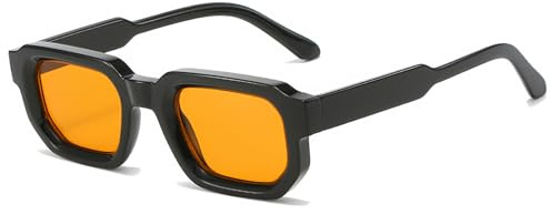 RUNHUIS Vintage Rechteck Sunglasses Damen Herren Retro Kleine Quadratische Chunky Gläser