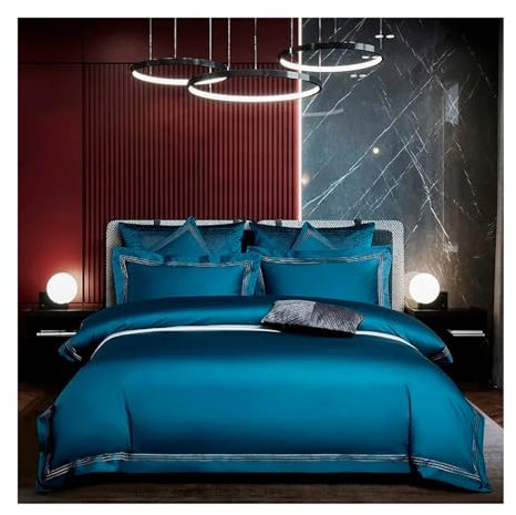 MOKLYF Vierteiliges Bettset, Deluxe-Bettwäscheset aus Baumwolle mit Fadenzahl 1000, 4/6-teilig, für Doppelbett, Queensize-Bett und Kingsize-Bett, bestickter(2-220X240cm 6Stück