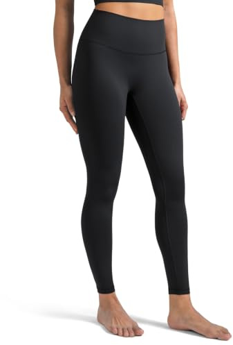 Colorfulkoala Dreamlux No Front Seam Leggings for Women 25 Inseam, High Waisted Buttery Soft 7/8 Yoga Pants (M, Black)