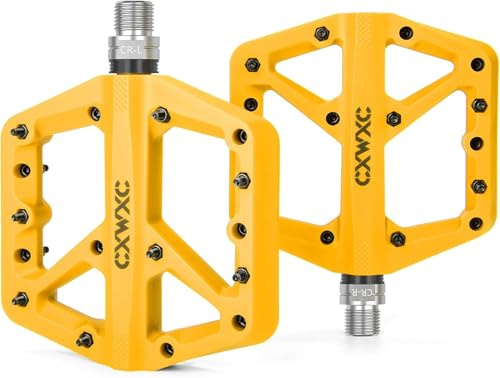 CXWXC Pedales Ligeros de Nailon para Bicicleta,Superficie de 3 Piezas Selladas,para MTB Bicicleta de Carreras (Amarillo)