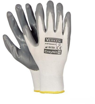 VEPATIM 12 Paar Arbeitshandschuhe Montagehandschuhe Nylon-Nitril Größe XL-10 Unisex grau