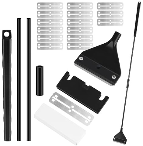 JSMTKJ Kit di Pulizia per Acquario - Acquario Raschietto per Alghe con Asta Staccabile di 62 cm, Acquario Raschietto Pulitore, Brossa per Vetriper Pulizia di Vetri e Acquari