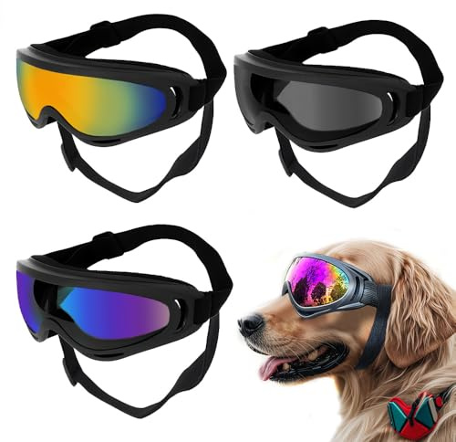XFSRG Occhiali da Sole per Cani Taglia Piccola Occhiali Moto Cane con Lenti Trasparenti e Colorate Protezione UV e Stile Unico per Passeggiate e Viaggi