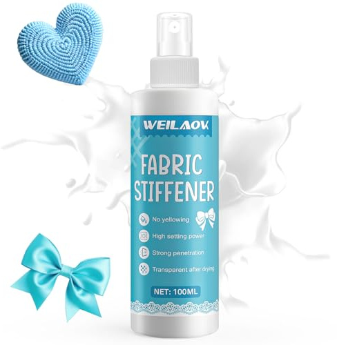 WEILAOK Amido per Tessuti, Spray Indurente per Tessuti, Indurente per Stoffa, Impermeabile Irrigidimento Rapido, Trasparente dopo l'essiccazione, Indurente Tessuto Adatto pour Vêtements, Cuir, 100ml