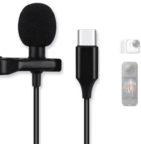 Honbobo Microfono per Insta360 Go Ultra/Insta360 X5 Tipo C Lavalier Microfono esterno Hi-Fi Registrazione Microfoni