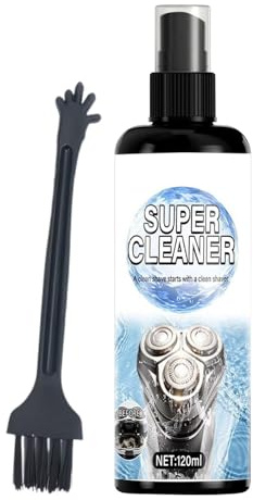 Electric Shaver Cleaner 120ml - Deep Cleaning Care Spray for Hygiene and Maintenance with Built in Brush, Fast Dry Formula Trimmer Cleaning Solution for Home Barber Bathroom Dormitory