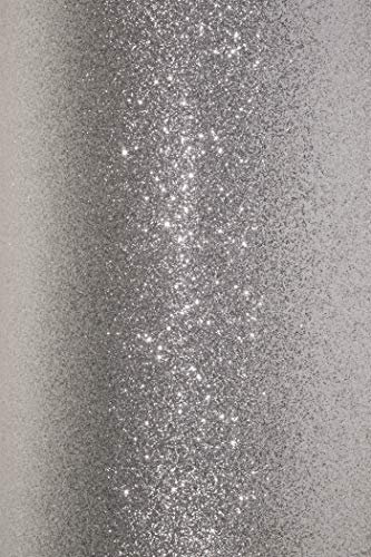 Netuno 25 Blatt Glitzer Karton Silber DIN A4 21 x 29,7 cm 210g Aster Glitter Karton silbern glänzend Bastelbogen mit Glitzer zum Basteln und Dekorieren für Weihnachten Ostern Hochzeit Geburtstags