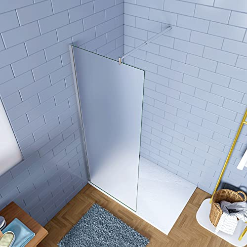 WALK IN 85x195cm Fissa Doccia vetro 6mm Satinato Opaco Barra 70-120cm | Anticalcare, Vetro Temperato, Cromato Lucido Telaio, Regolabile