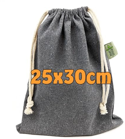 Cottonbagjoe Beutel aus recycelte Baumwolle mit Kordelzug | 25 x 30 cm | unbedruckt | Kosmetikbeutel | Sockenbeutel | Stoffbeutel zum Bemalen | Schmucksäckchen, Zuziehbeutel (10)